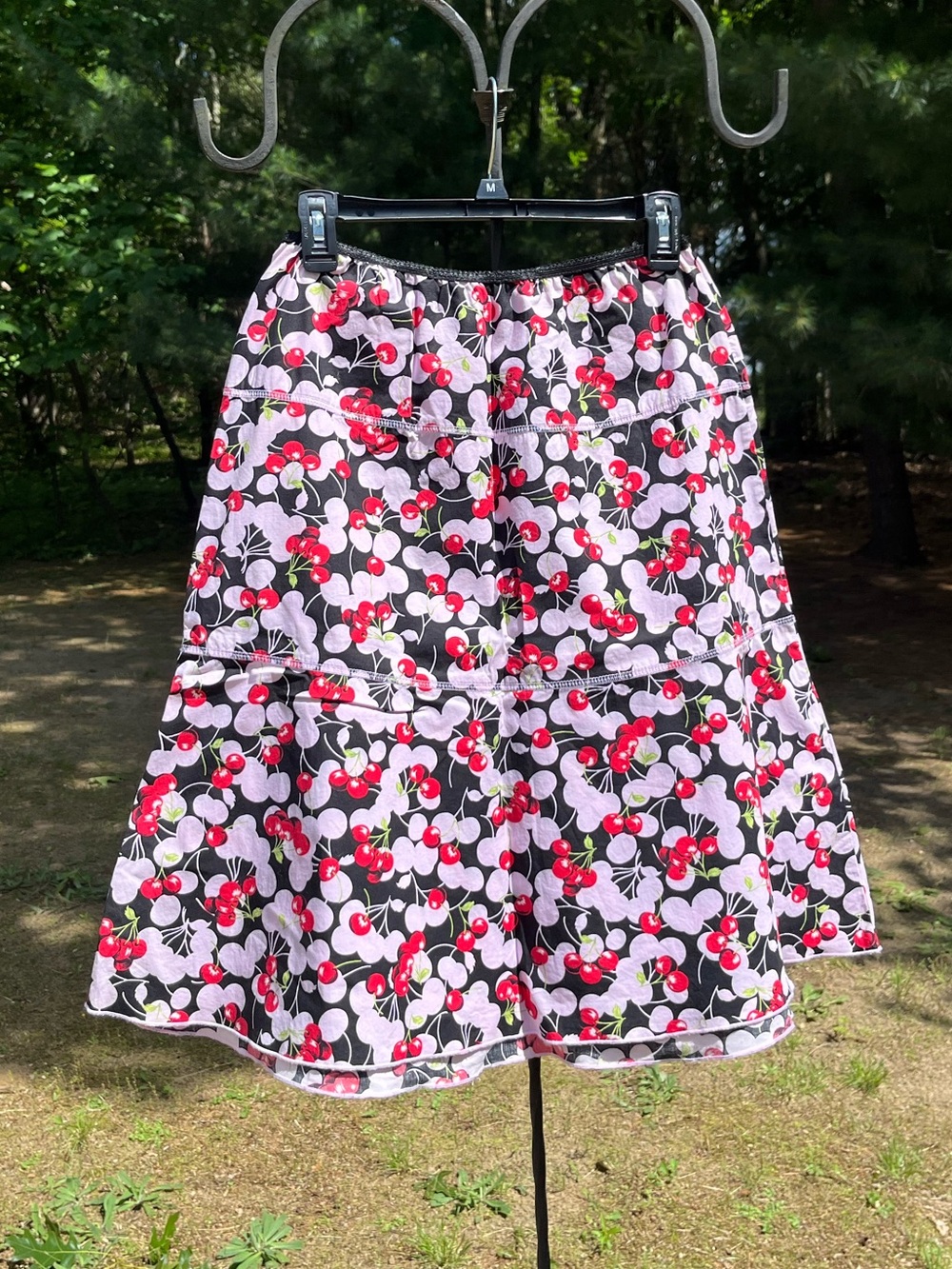 Y2K Speechless Fruit Print Cherry Cotton Midi Skirt Size M Retro Summer Coquette